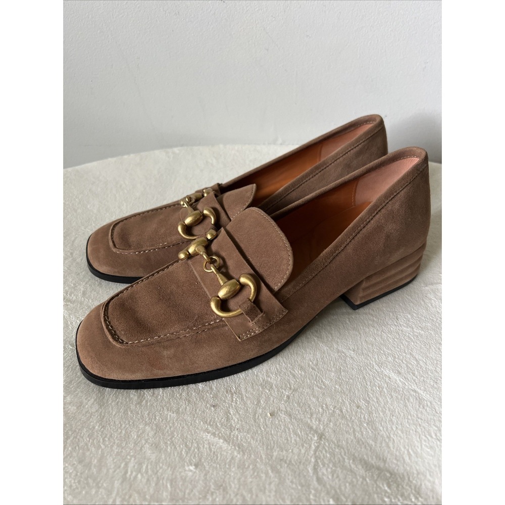 Size 39 Saint G New York Jenny Loafer - Brown Suede - Womens Horse Bit